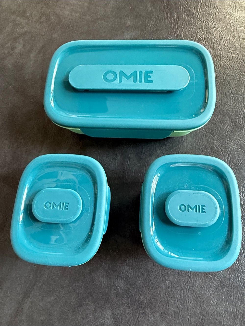OMIE Bento Teal Blue Green Food Storage Container Set - 3 Piece Stackable